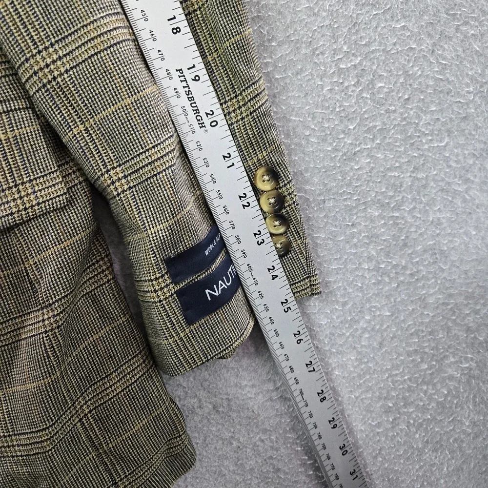 Nautica Men Blazer‎ 39R Brown Wool Alpaca Jacket Glen Check Plaid NWT